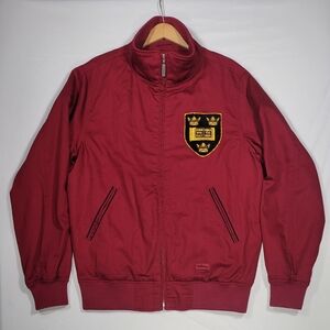Vtg Medium Stall & Dean Burgundy Oxford University Jacket Academia Patch